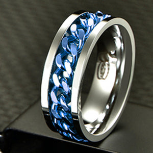 Letdiffery Cool Stainless Steel Rotatable Men Ring High Quality Spinner Chain Punk Women Jewelry for Party Gift